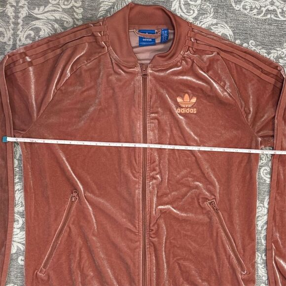 Adidas Women's Velvet Vibes Track Jacket Pink Size M Casual Sportswear - Picture 3 of 6